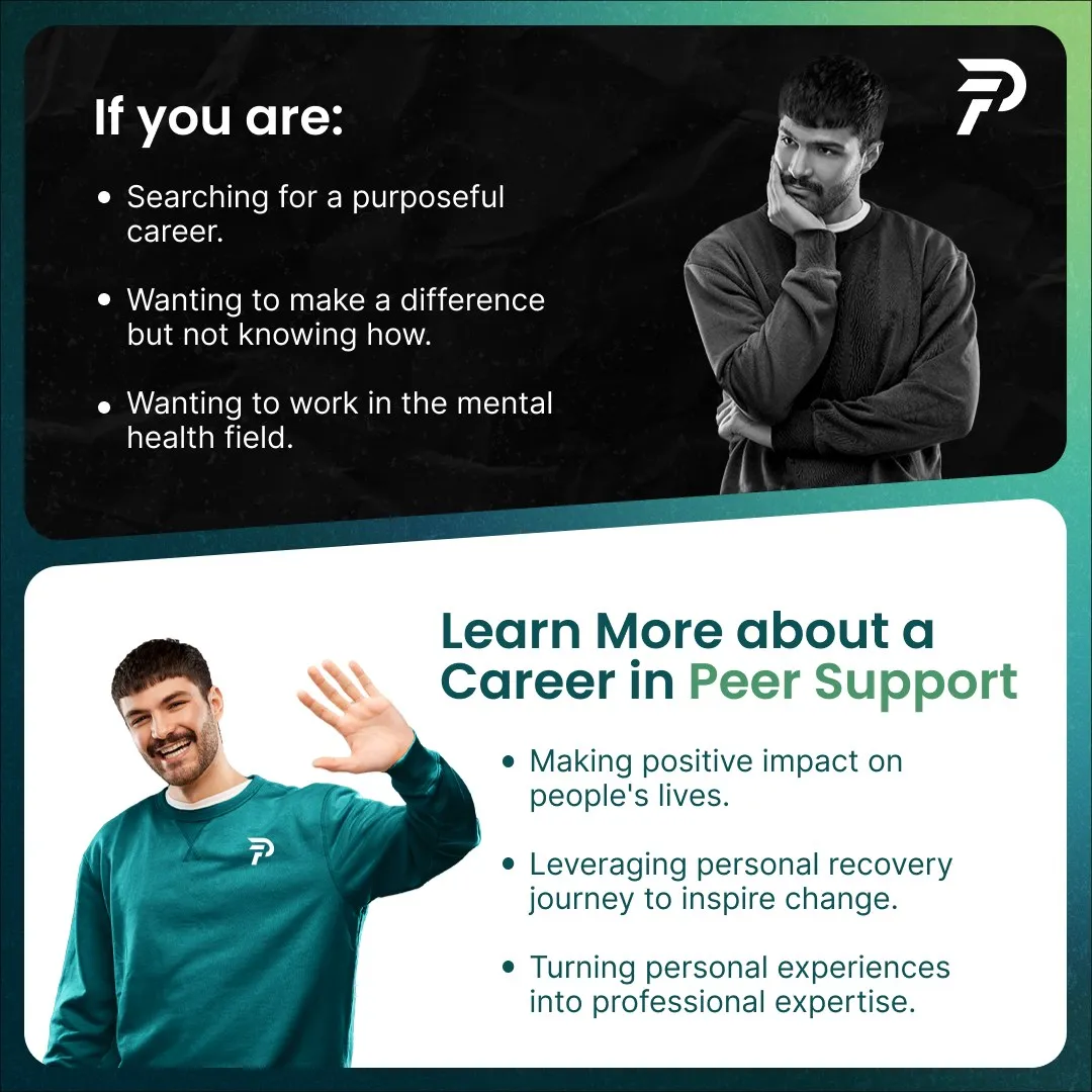 Ad creative listing reasons to consider a career in peer support