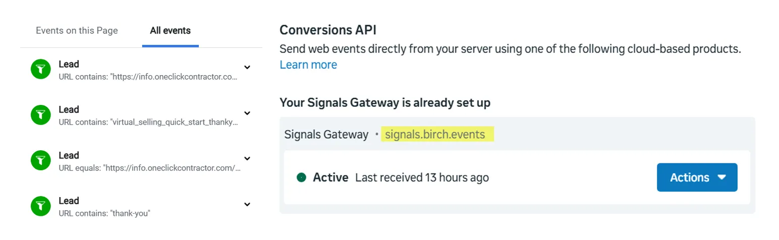 Legacy Meta Lead events and the leftover Signals Gateway in Events Manager