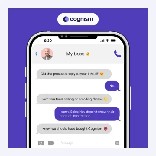 A Cognism ad showing a chat with the boss, used as inspiration